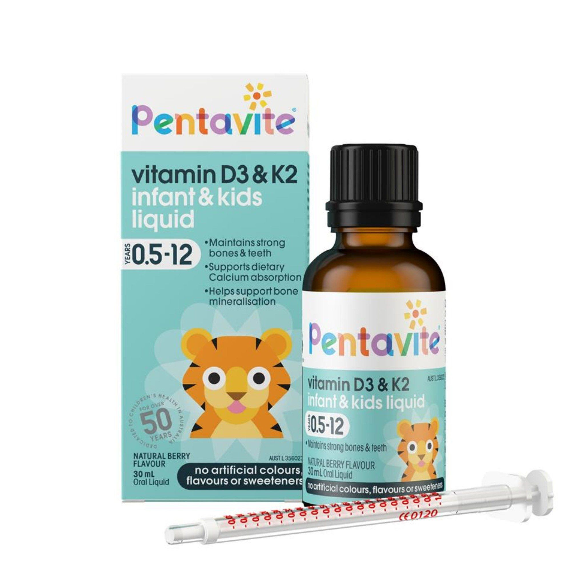 Bổ sung vitamin D3 và K2 cho bé dạng lỏng Pentavite Vitamin D3 + K2 Kids Liquid 30ml